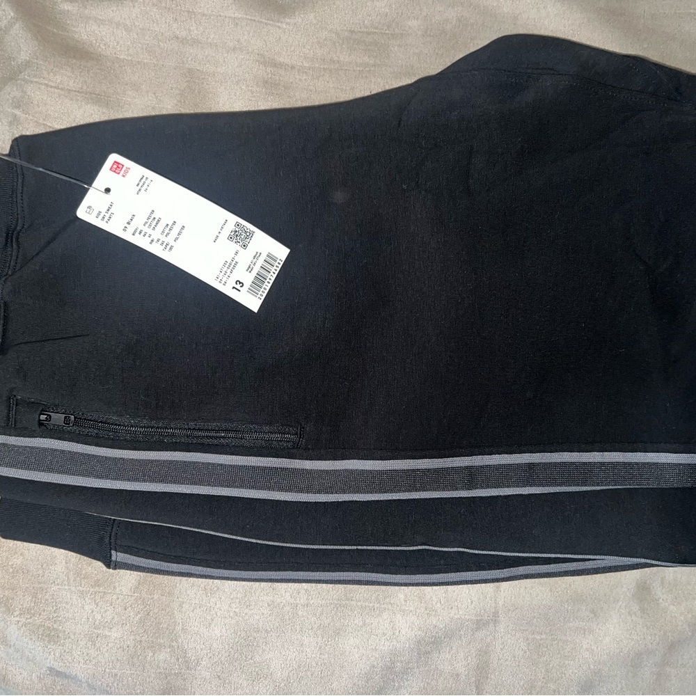 Black Kids Jogger Pants with Reflective Stripe - Brand Not Visible